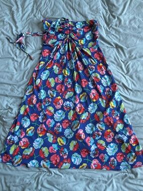 Veronica M Floral Strapless Dress XS Midi